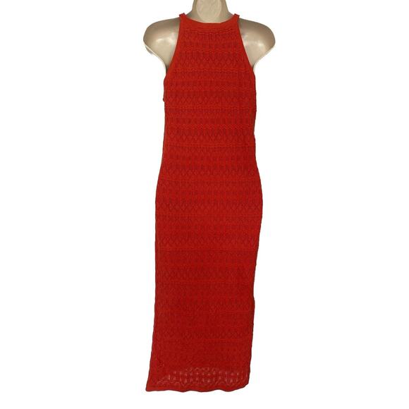 House of Harlow Orange Knit Crochet Sleeveless‎ Midi Dress Womens Sz Small Boho - Picture 5 of 9